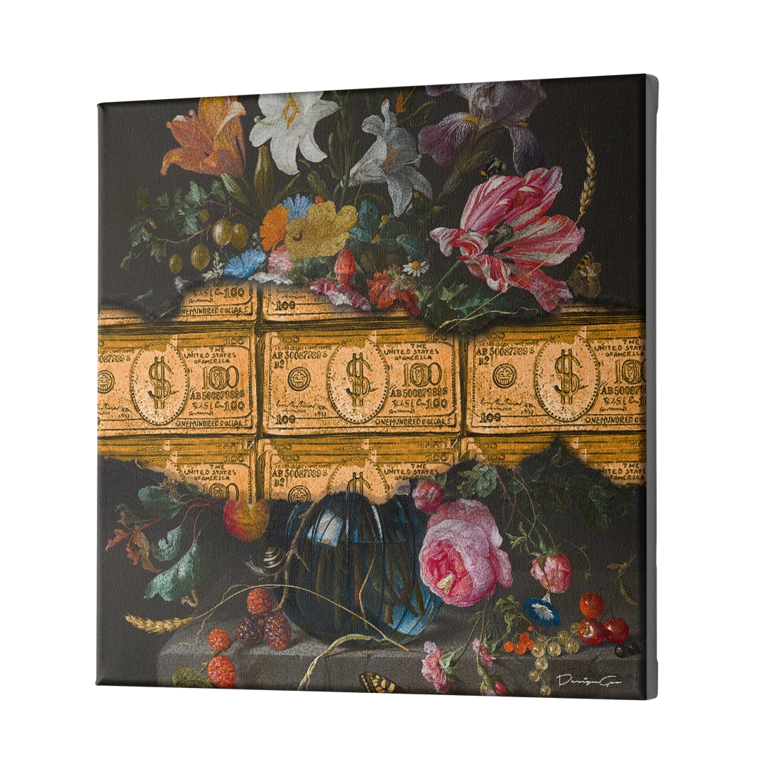 Floral limited edition square canvas print created by designgeo