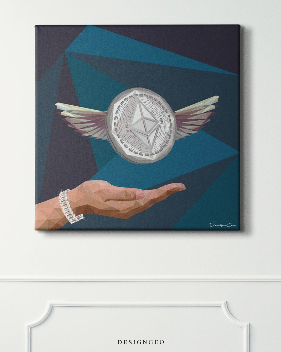 Fly Ethereum Art Square Canvas Print by DesignGeo