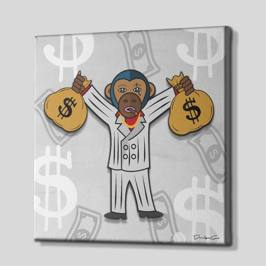 Gangster Monkey Canvas Wall Art