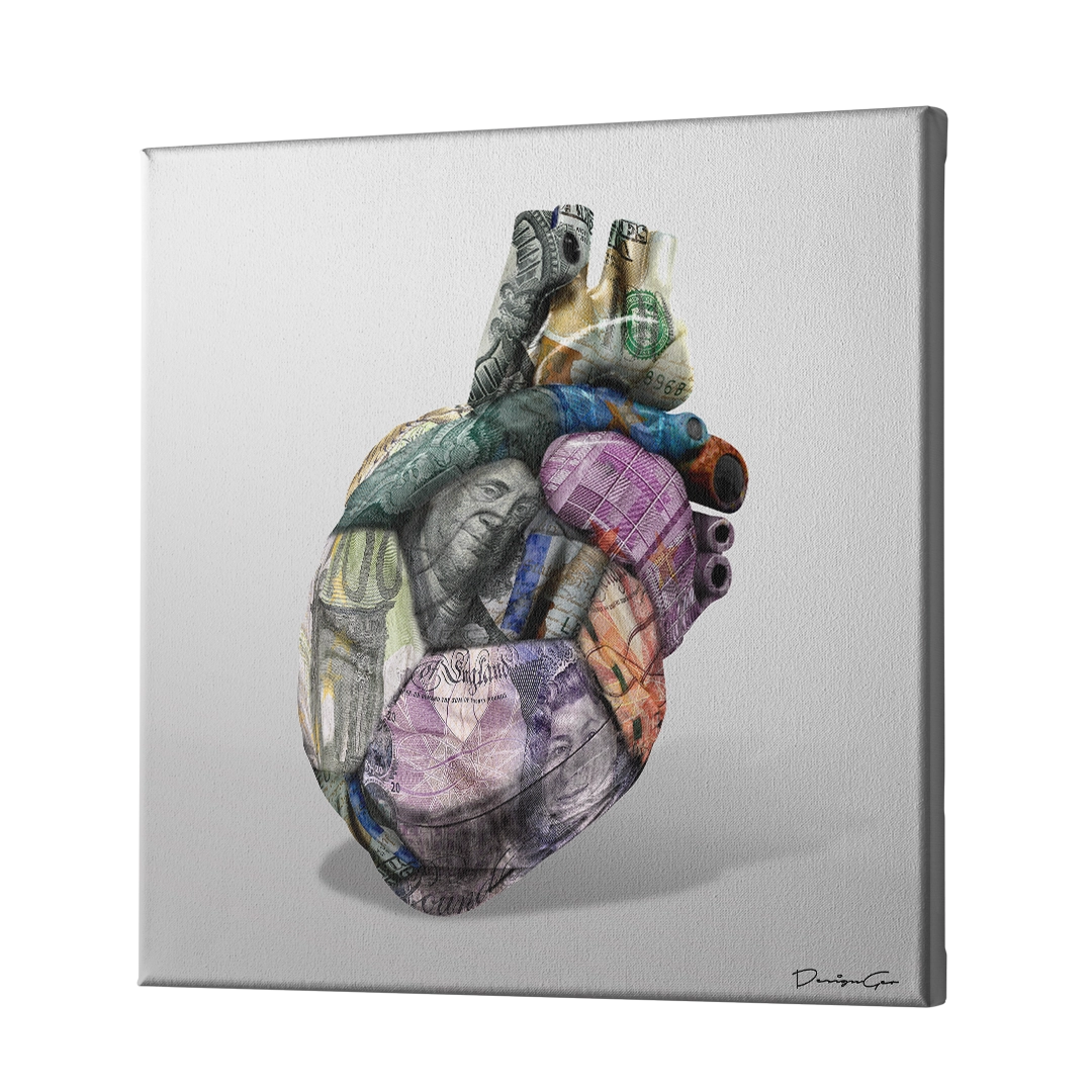 Global Currency Heart Art