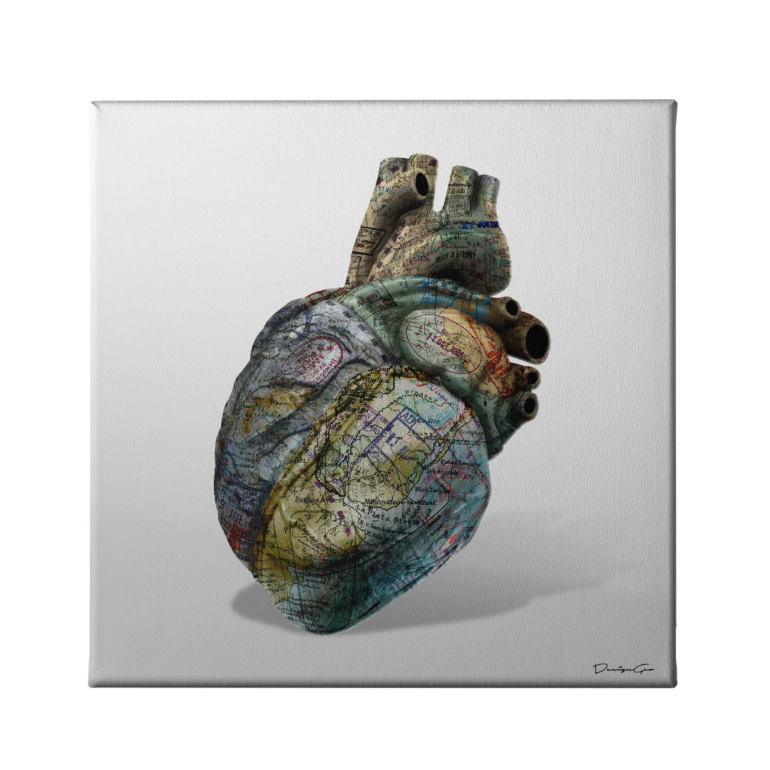 Globetrotters Heart Art Square Canvas Print by DesignGeo