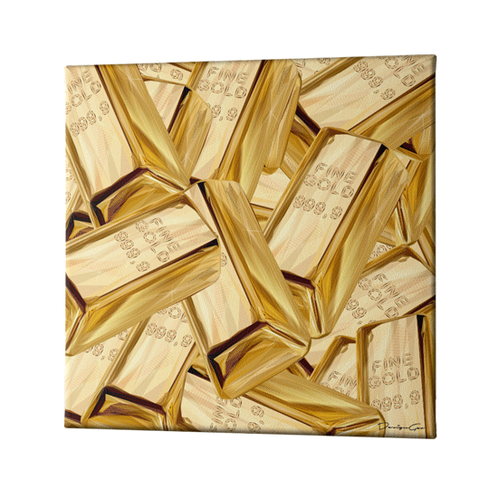 Gold Bricks Art Square Canvas Print by DesignGeo