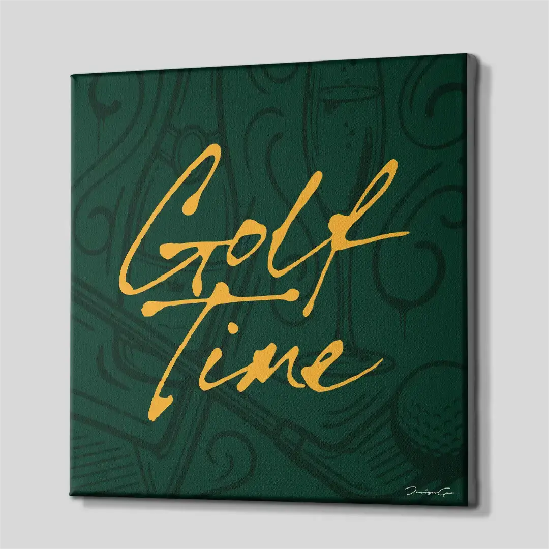 Side angle of the forest green and yellow motivation canvas print, highlighting the high-quality gallery wrap finish and the professional 3D frame depth