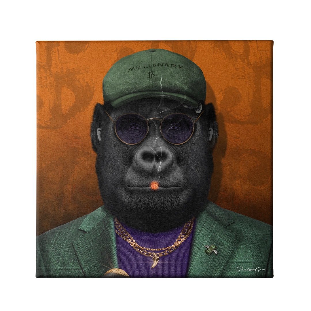 Golfer Gorilla Canvas Wall Art