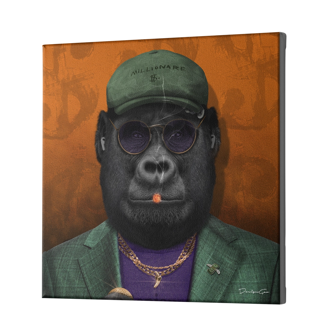 Golfer Gorilla Canvas Wall Art