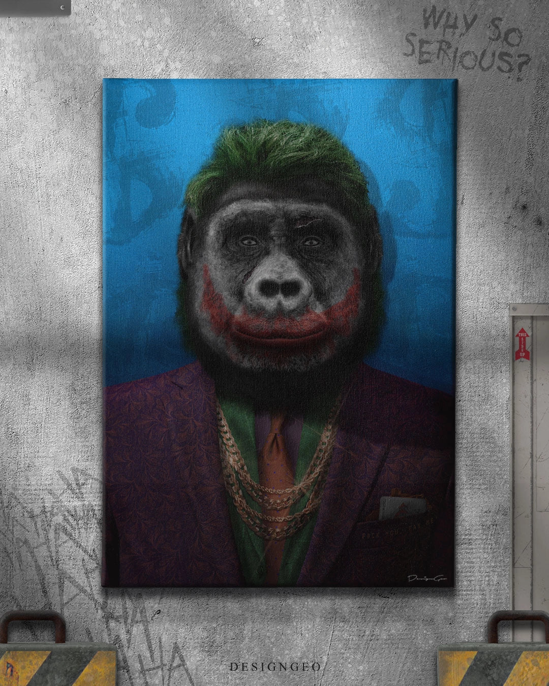Joker Ape Art Square Canvas Print by DesignGeo