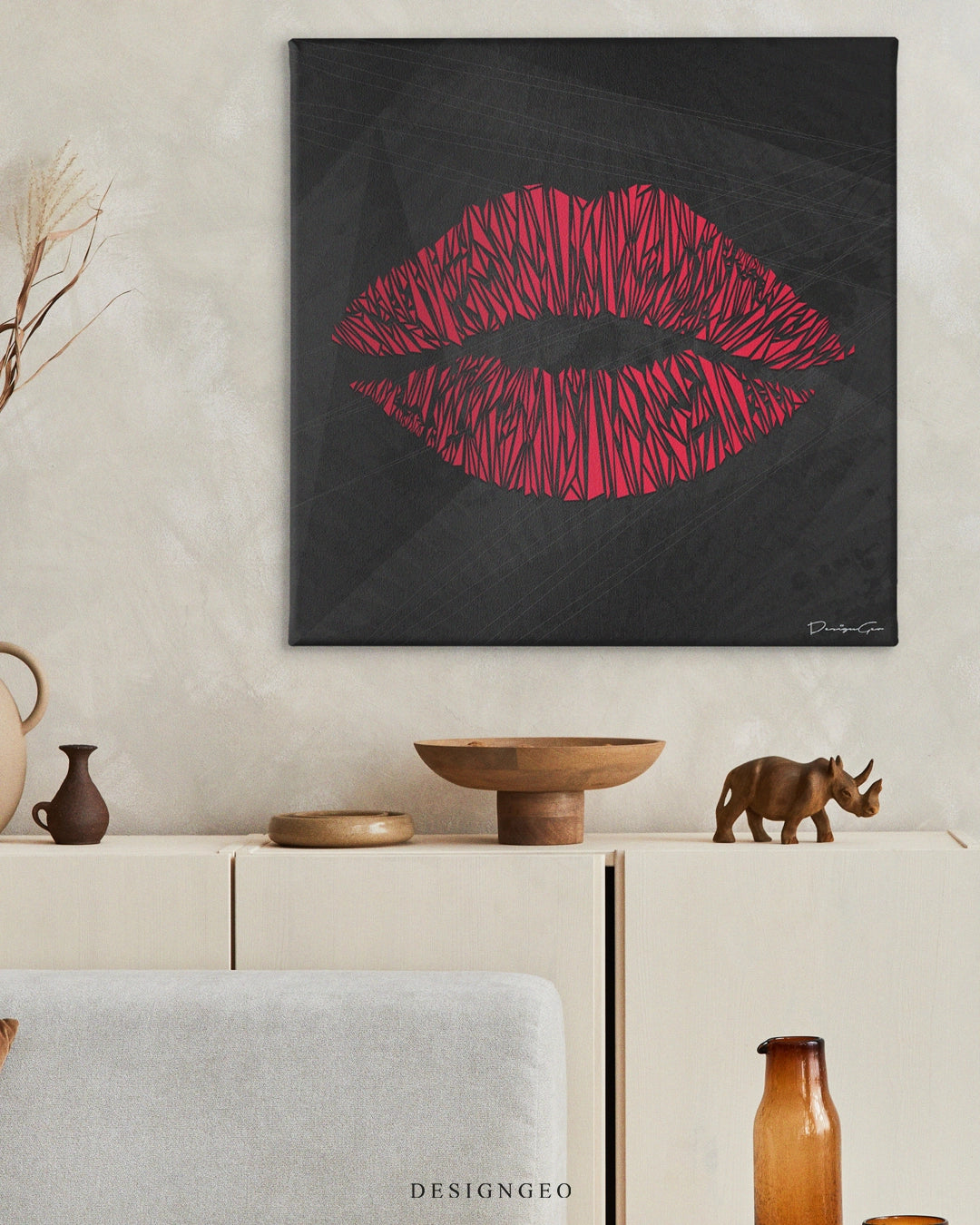 Kiss Art Square Canvas Print by DesignGeo