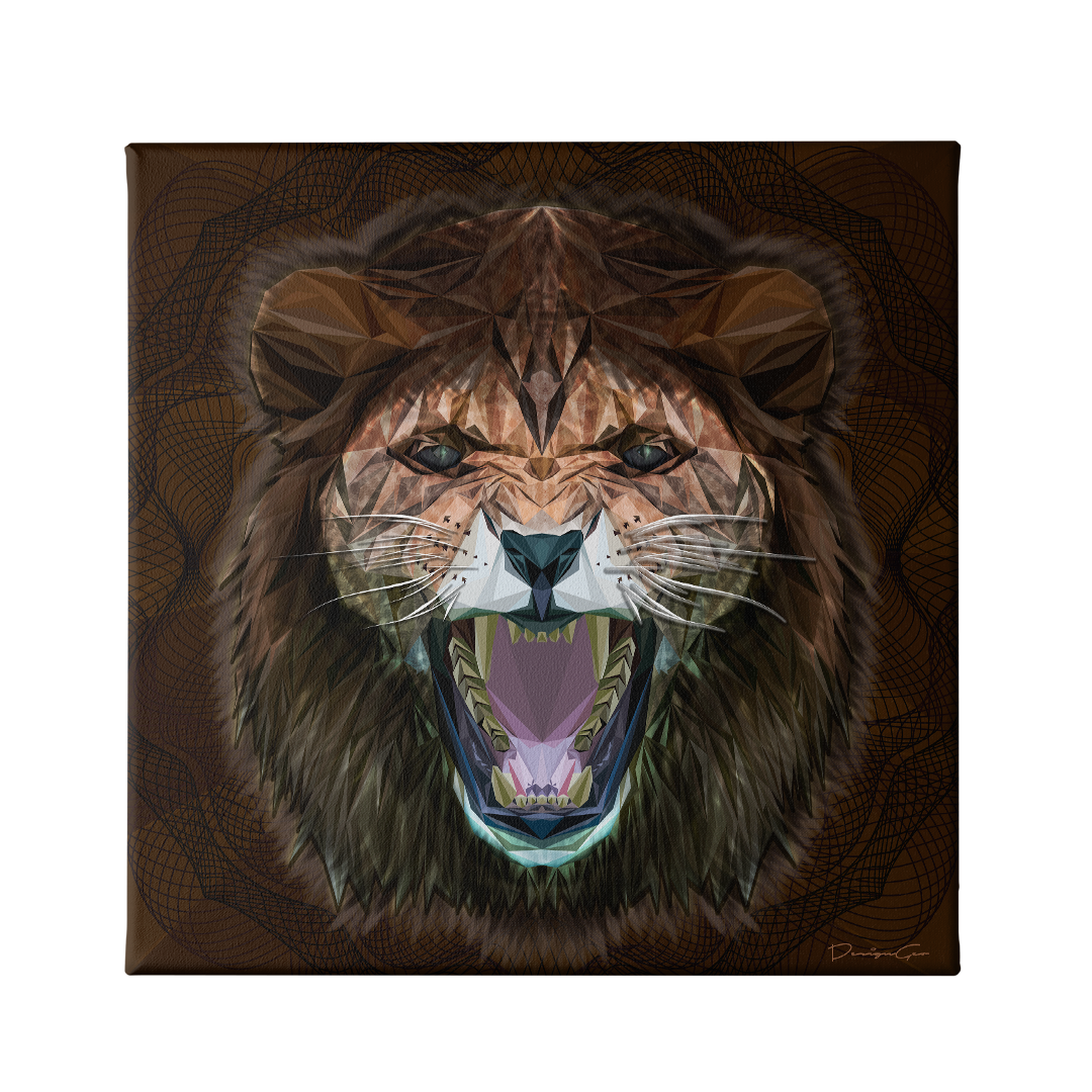 Lion Art Square Canvas Print by DesignGeo
