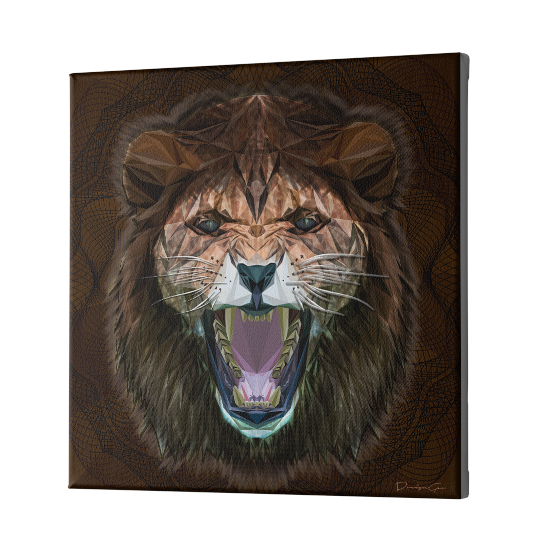Lion Art Square Canvas Print by DesignGeo