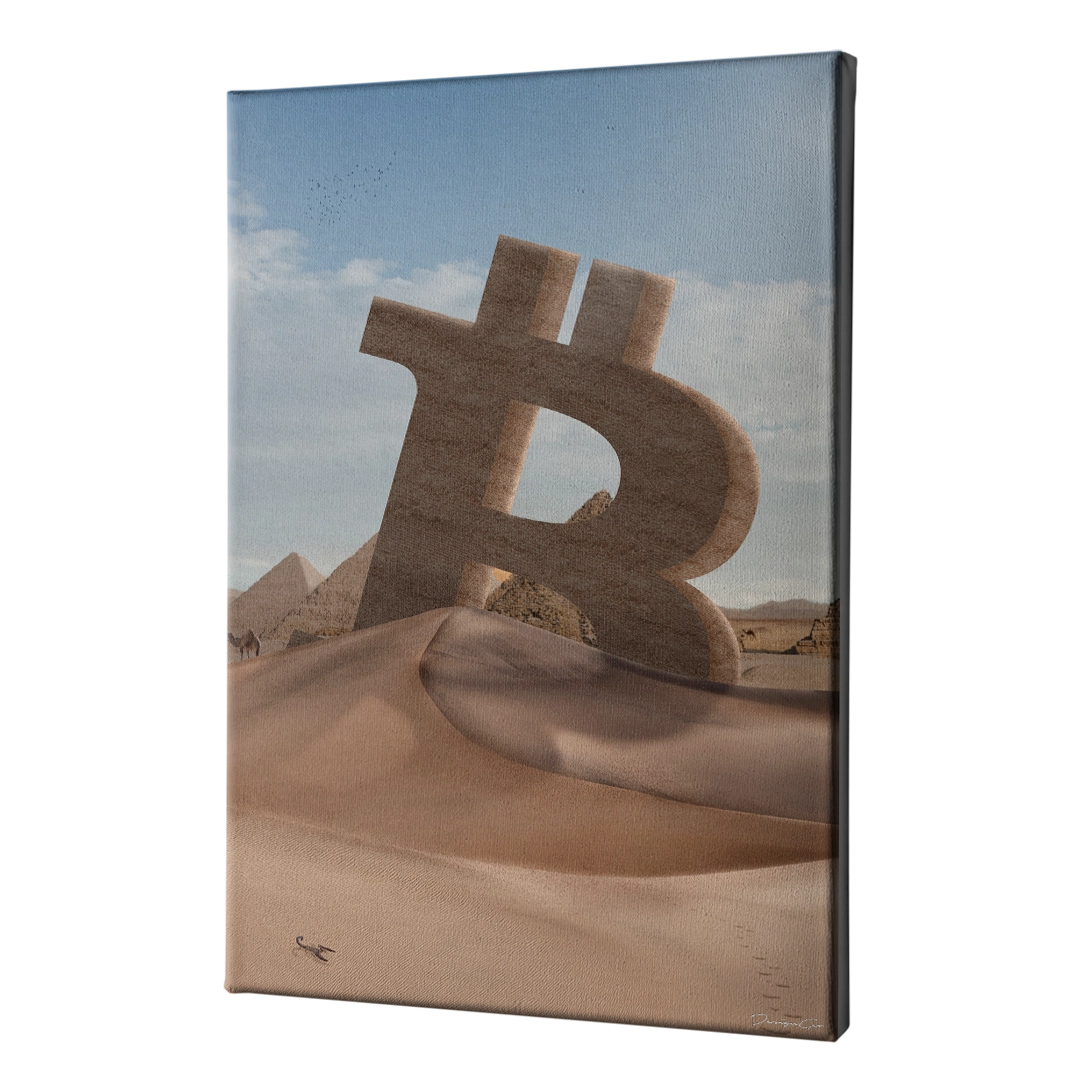 Lost Bitcoin limited edition rectangle canvas print created by designgeo