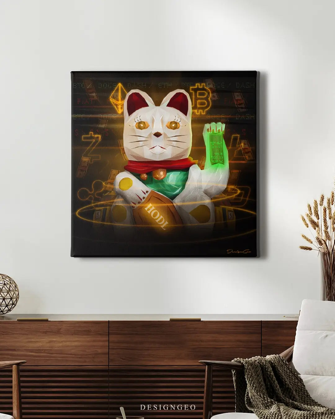 Maneki Neko Crypto Canvas Wall Art