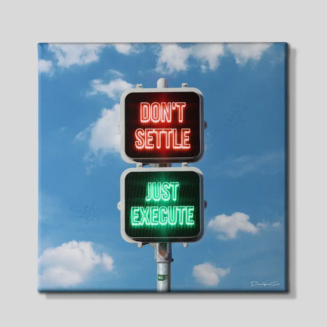 Front view of the Market Pulse financial strategy square canvas wall art, a premium decorative piece for stock market enthusiasts and modern business environments