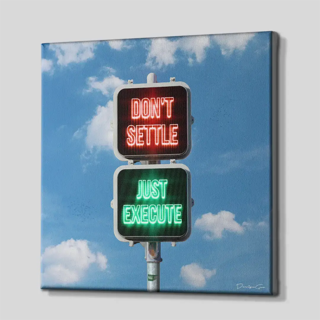 Side angle of the Wall Street themed motivation canvas print, highlighting the high-quality gallery wrap finish and the professional 3D frame depth