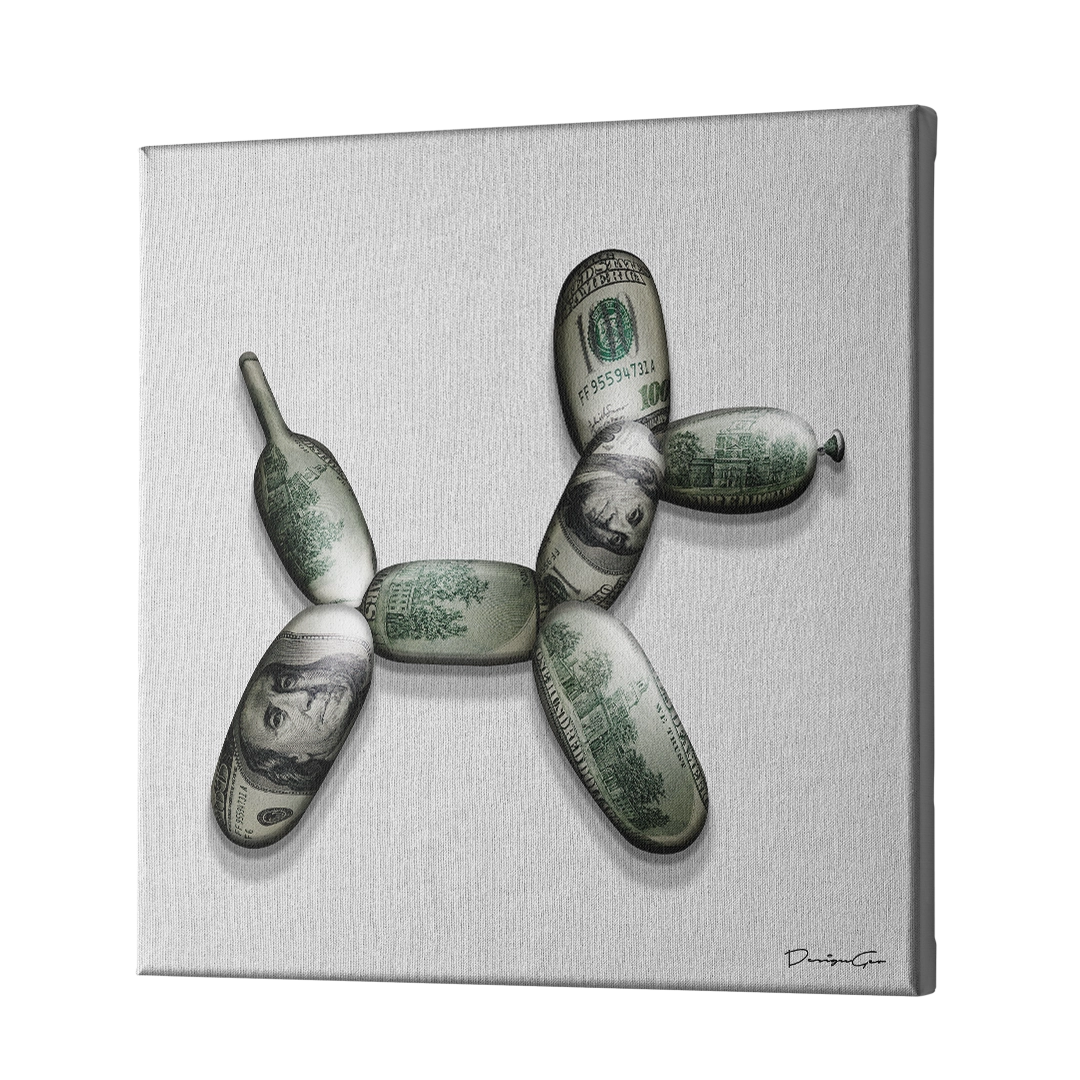 Money Balloon Dog Canvas Wall Art