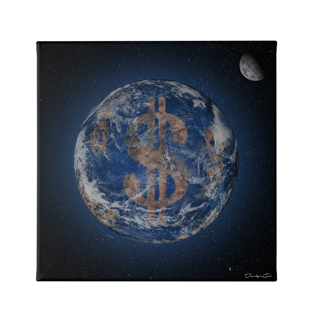 Money World Canvas Wall Art