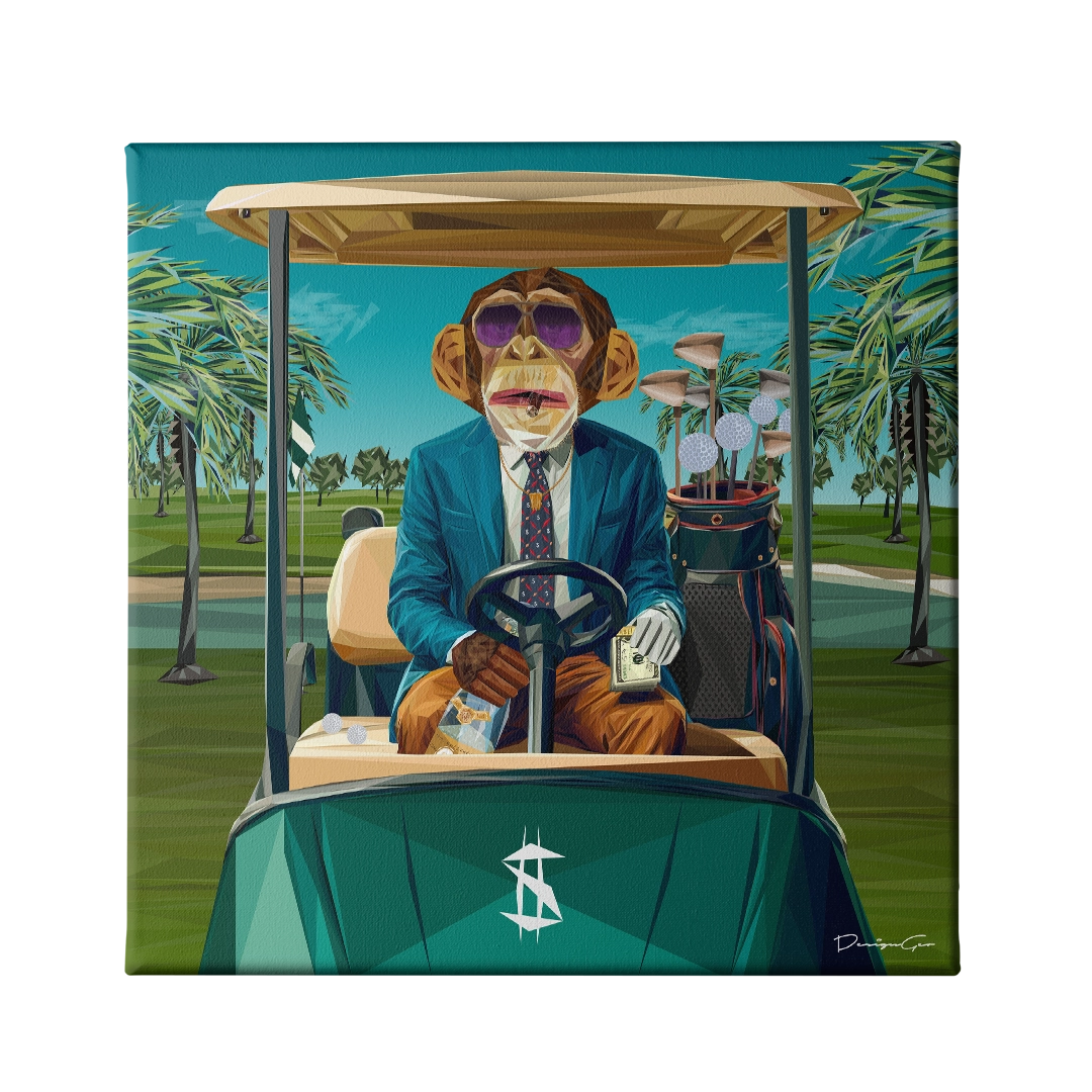 Monkey Golf Caddy Art