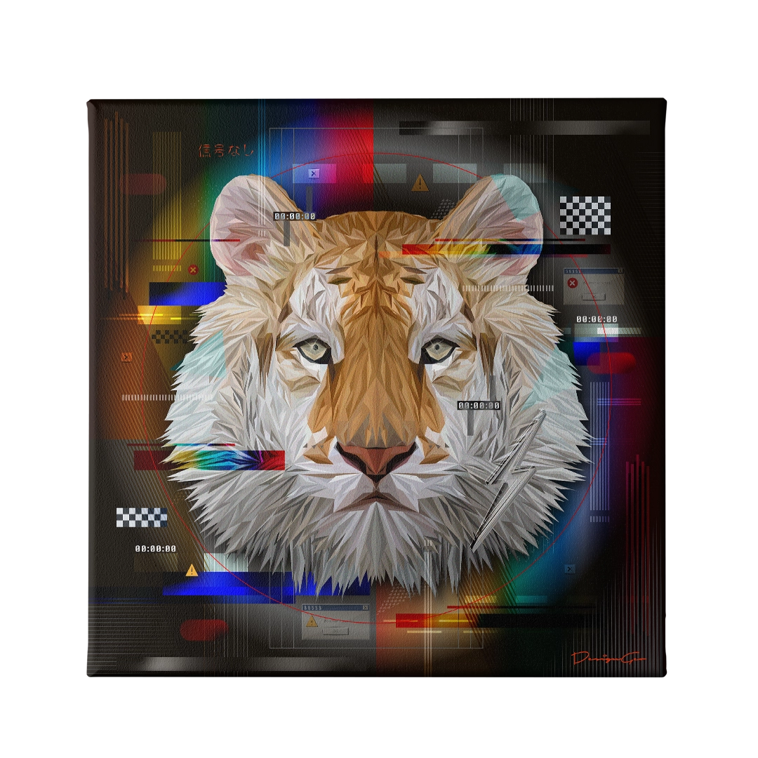 No Signal Tiger limited edition square canvas print created by designgeo