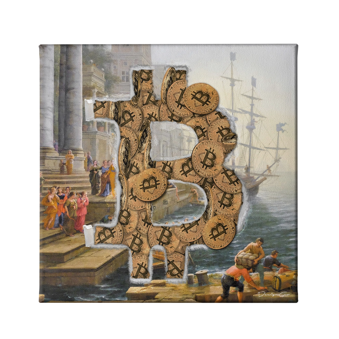 Old Bitcoins Canvas Wall Art