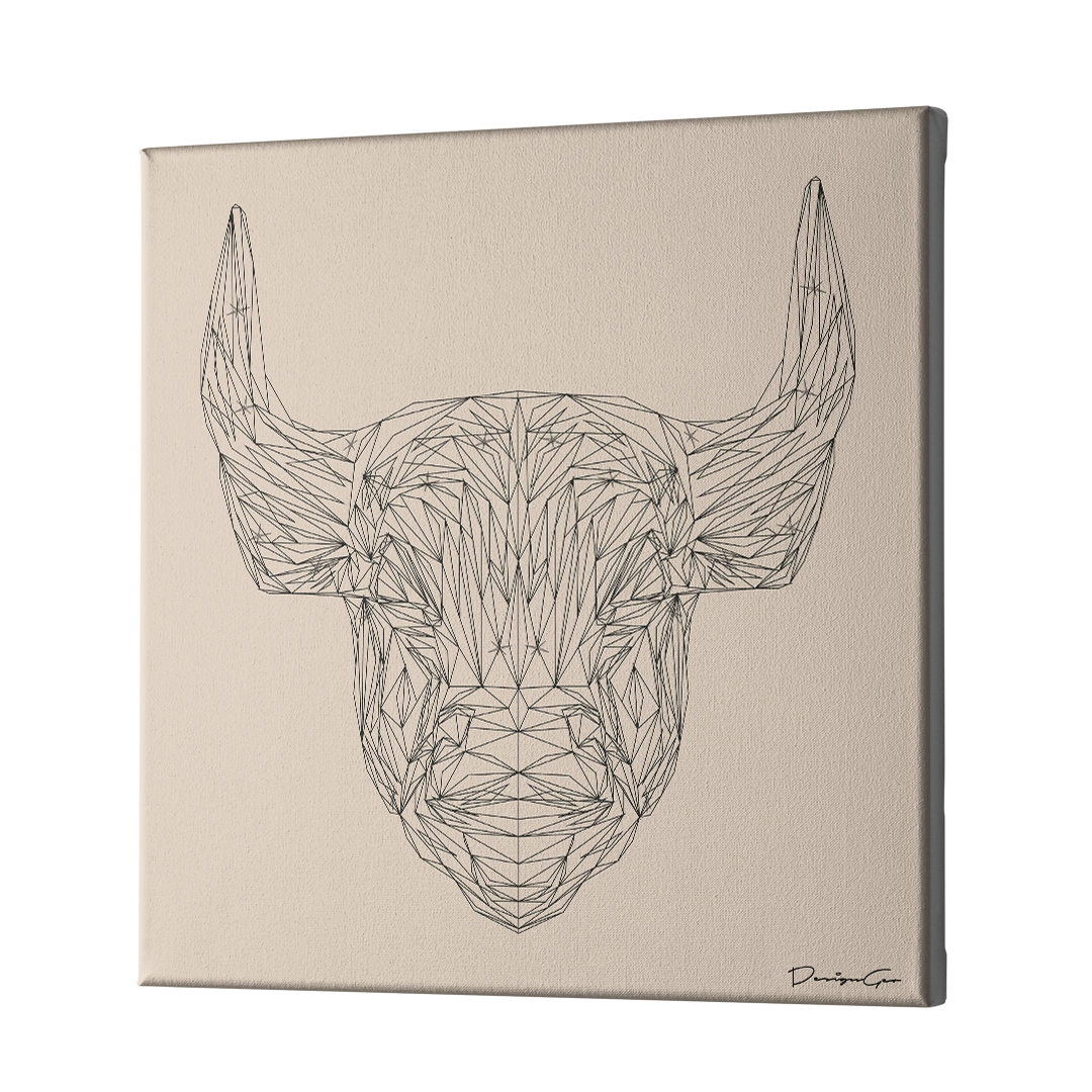 Bull Outline Art Square Canvas Print by DesignGeo