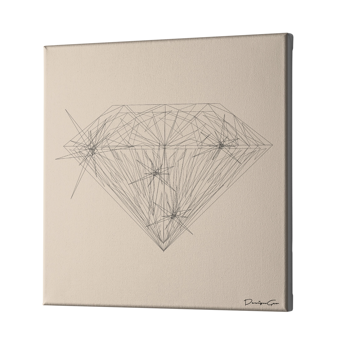 Diamond Outline Art Square Canvas Print by DesignGeo