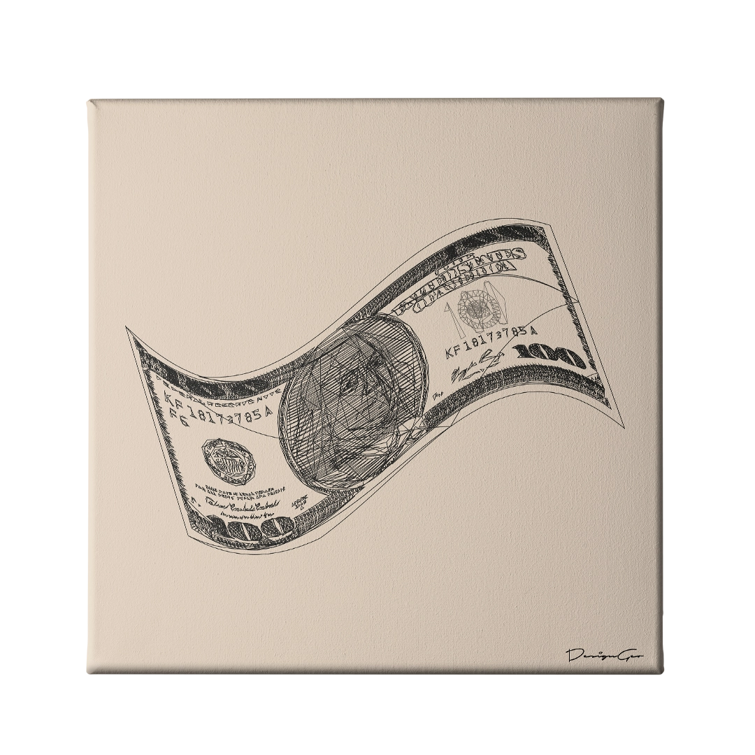Money Outline Art Square Canvas Print by DesignGeo
