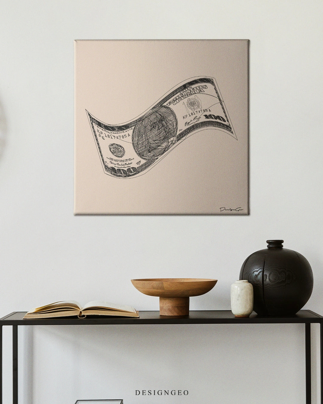Money Outline Art Square Canvas Print by DesignGeo