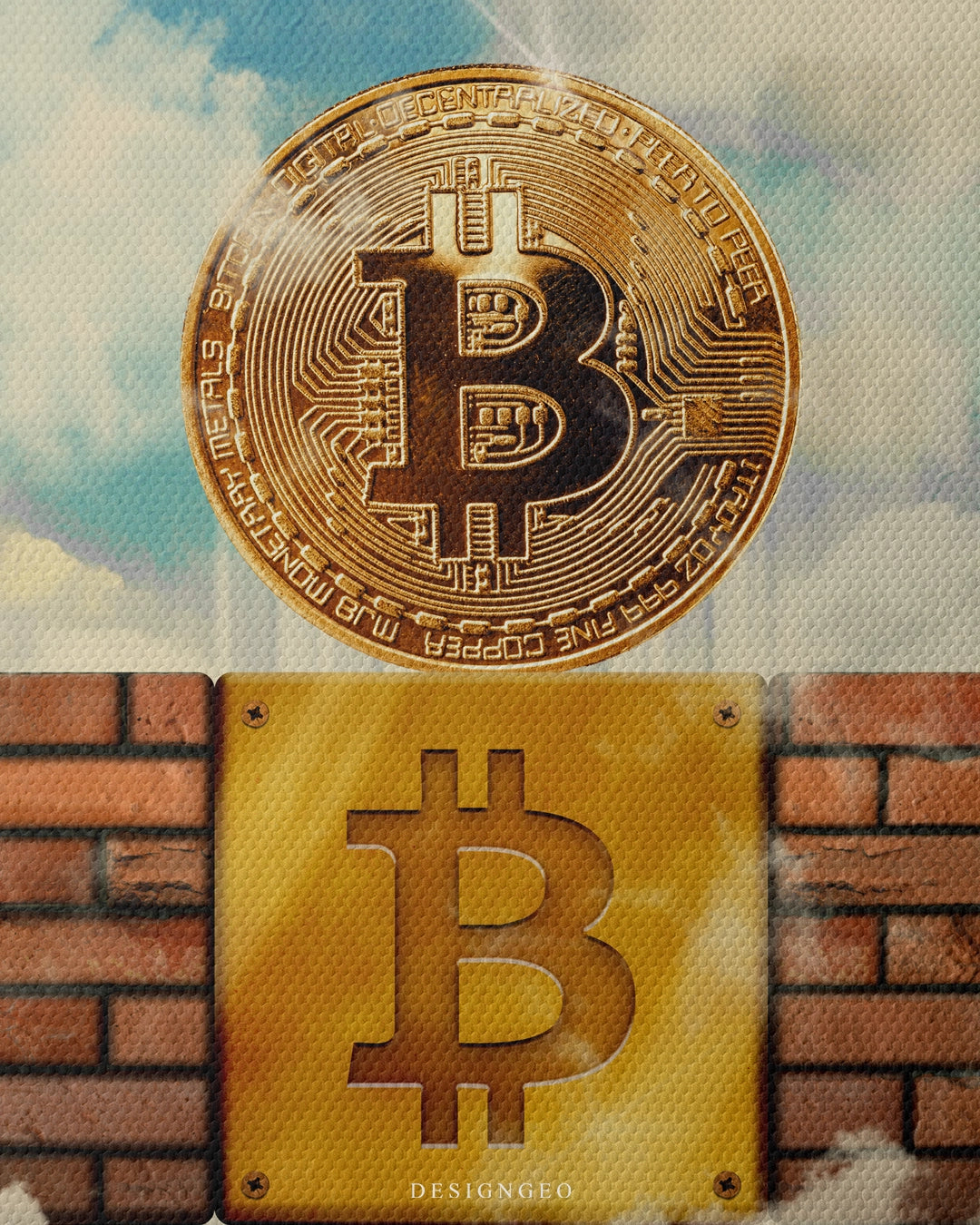 Pixel Gold Canvas Wall Art