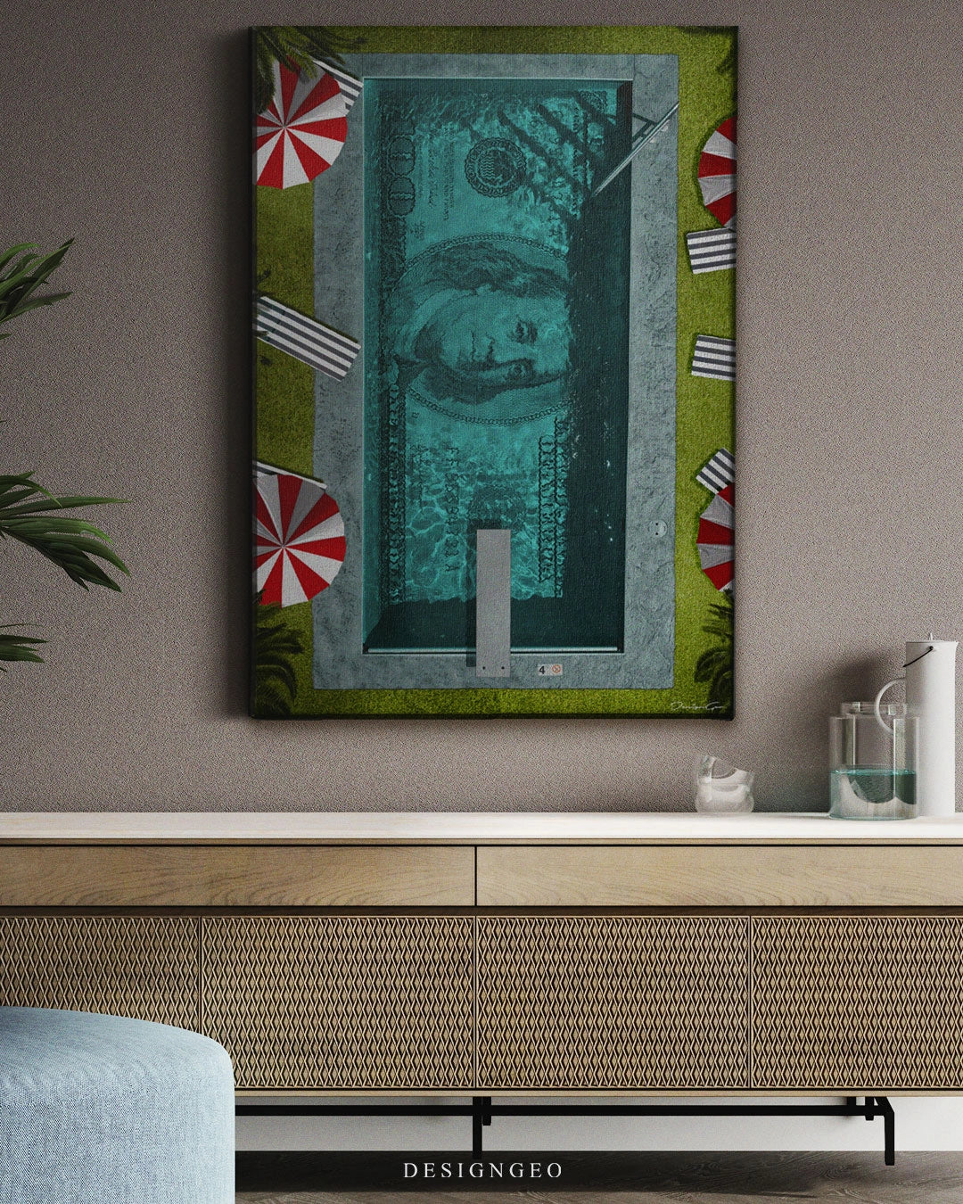 Pool Party Dollar Art Rectangular Canvas Print by DesignGeo