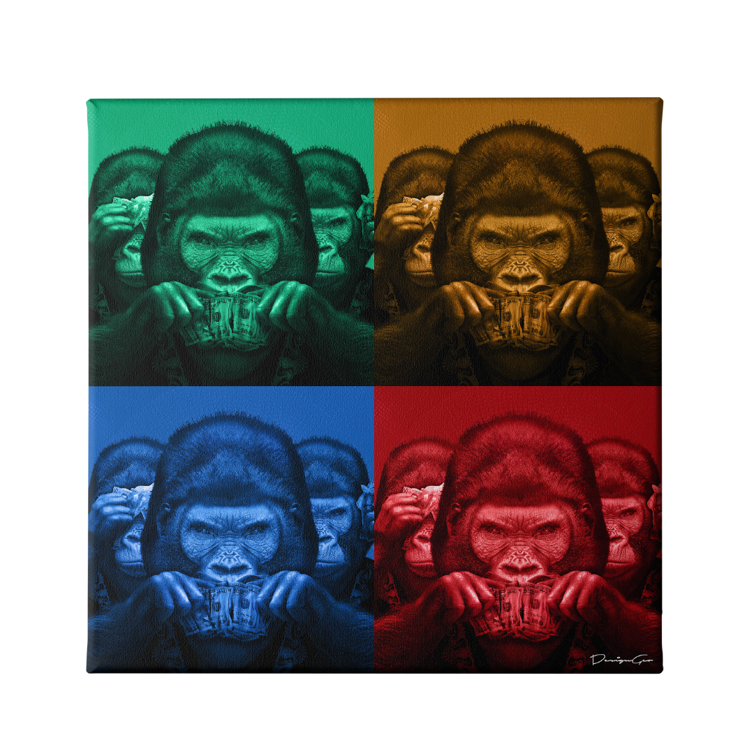 Pop Art Monkeys Square Canvas Print by DesignGeo