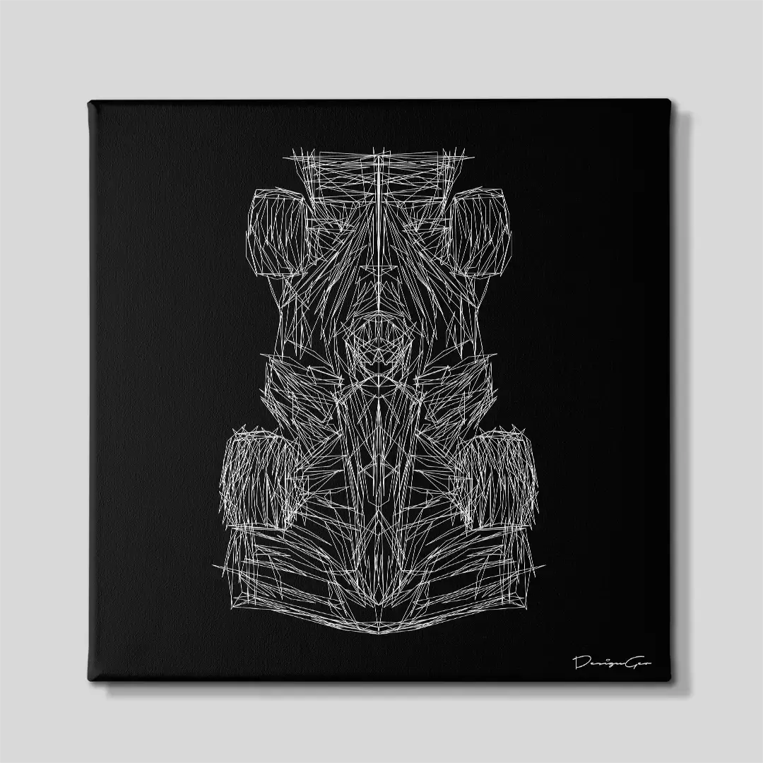 Frontal view of the Racing Car square canvas wall art, a premium decorative schematic piece designed for car enthusiasts, modern offices, and upscale livings