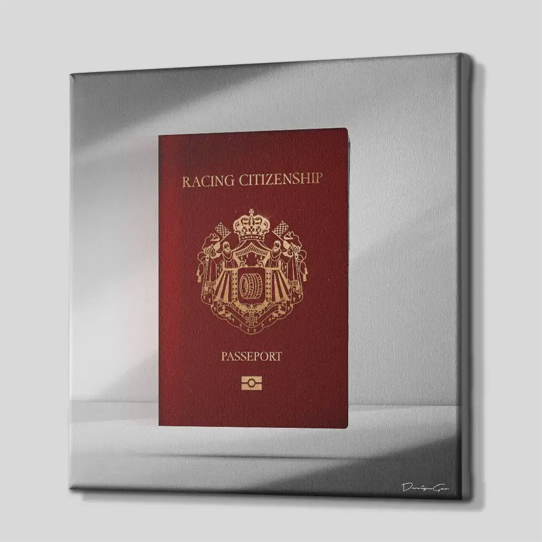 Side angle of the racing-themed motivation canvas print, highlighting the high-quality gallery wrap finish and the professional 3D frame depth