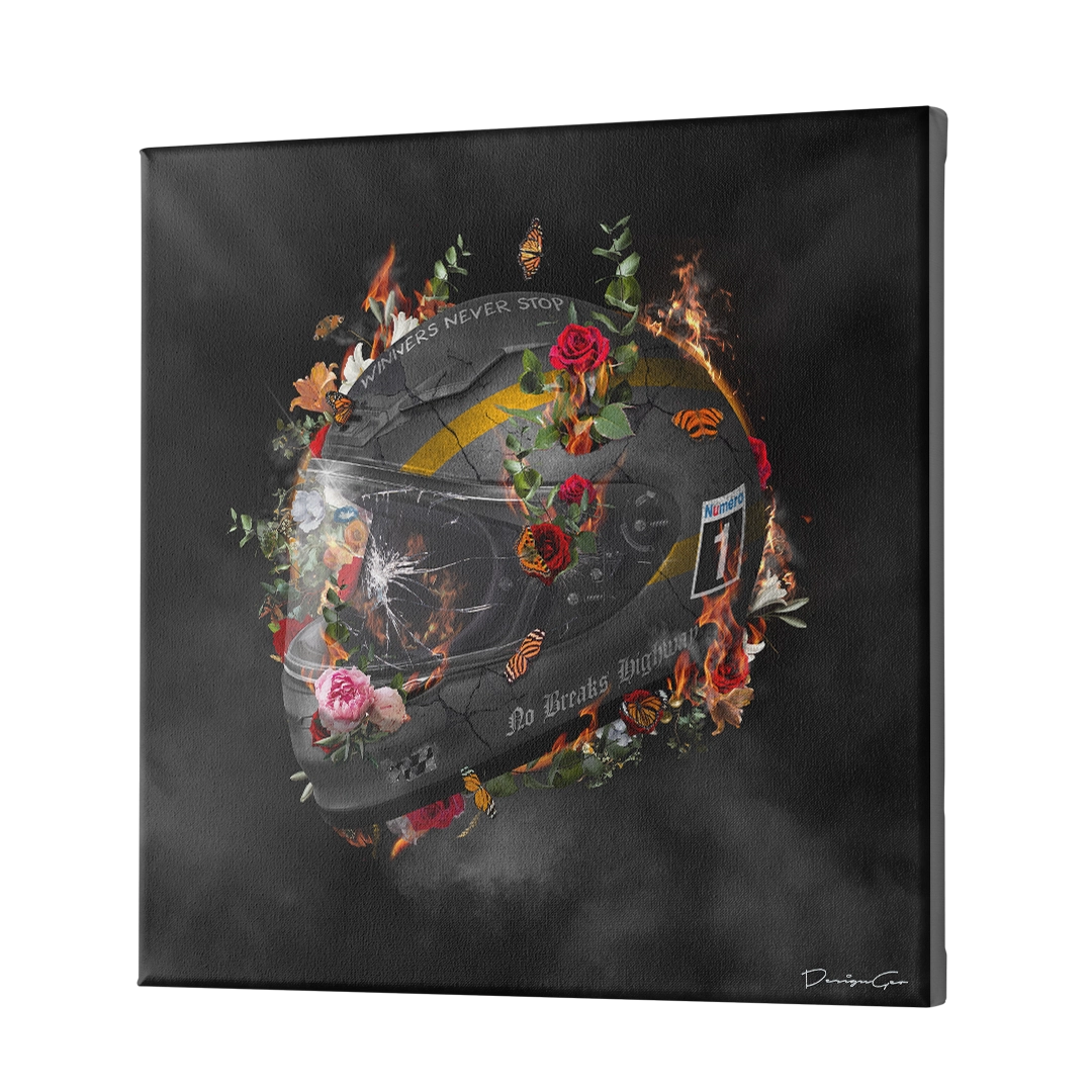 Racing Helmet Art Square Canvas Print by DesignGeo