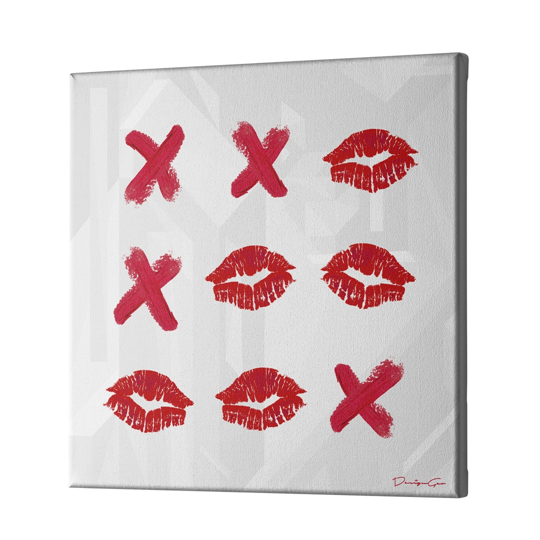 Red Lips Squad Art Square Canvas Print by DesignGeo