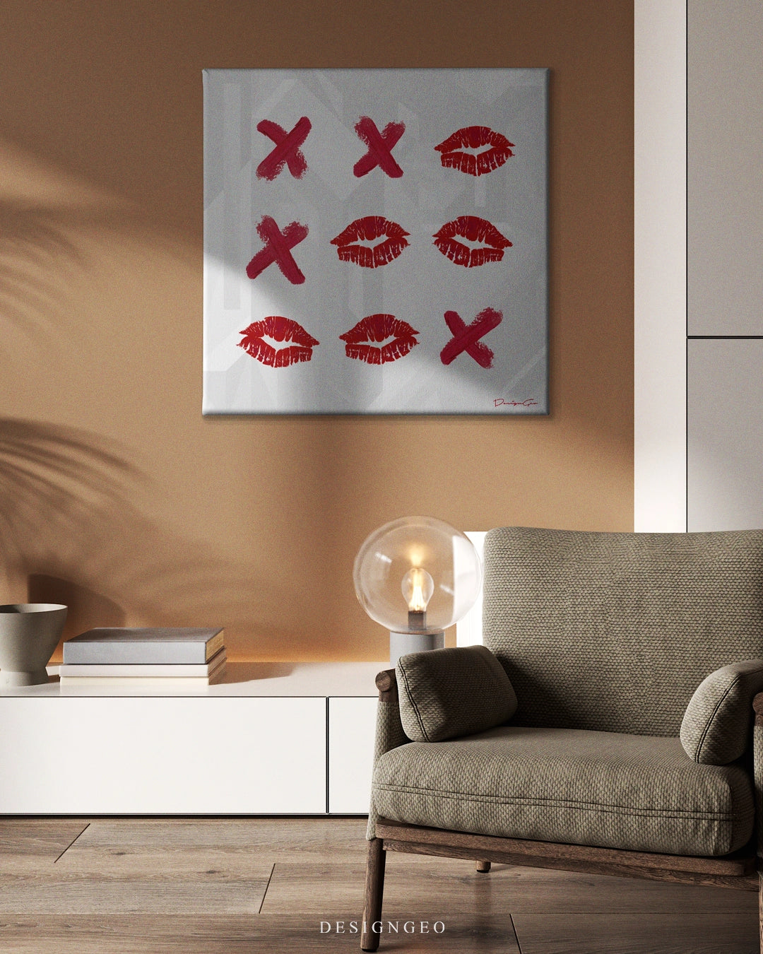 Red Lips Squad Art Square Canvas Print by DesignGeo