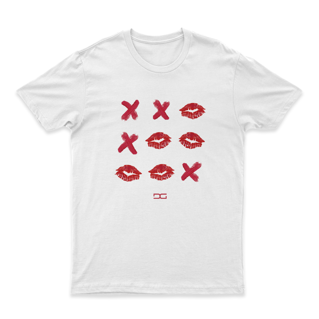 Unique white graphic tee red lips