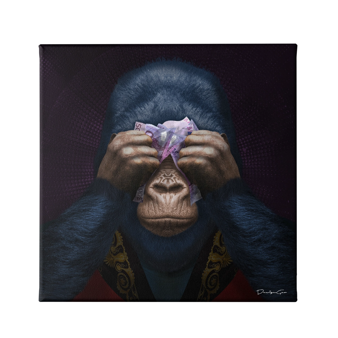 See No Evil limited edition square canvas print created by designgeo