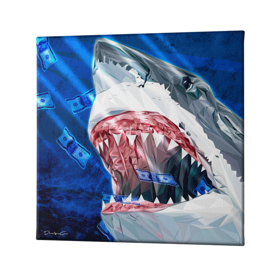 Shark Art Square Canvas Print by DesignGeo