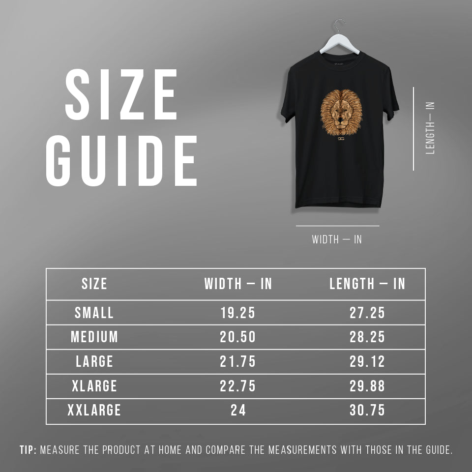 Graphic tee size guide