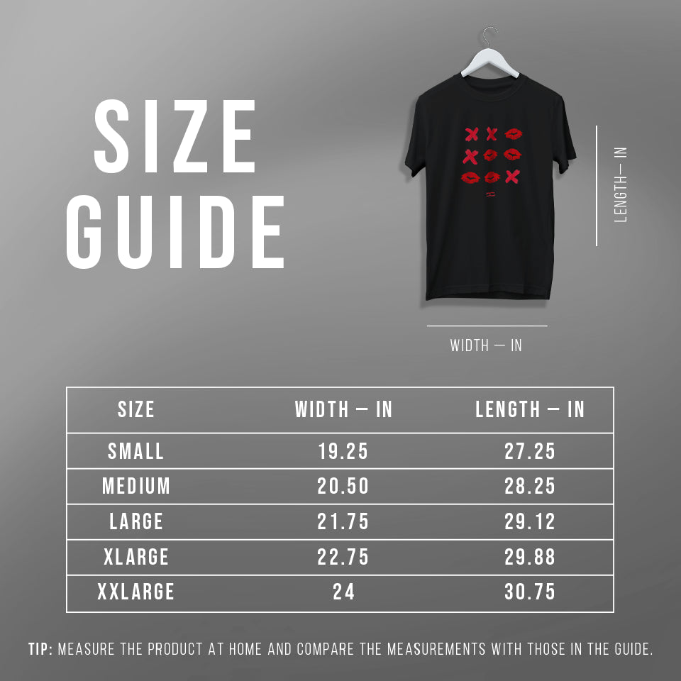 Graphic tee size guide
