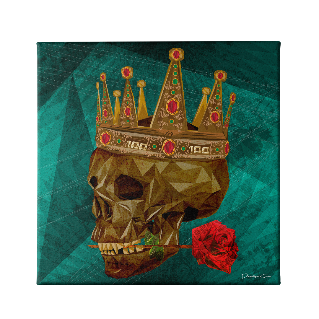 Skull King Art Square Canvas Print by DesignGeo