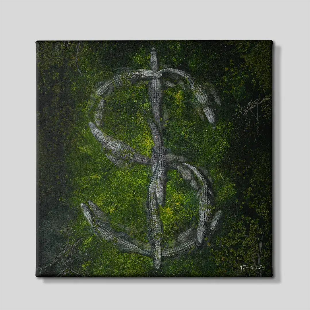 Swimming With Crocodiles Canvas Wall Art