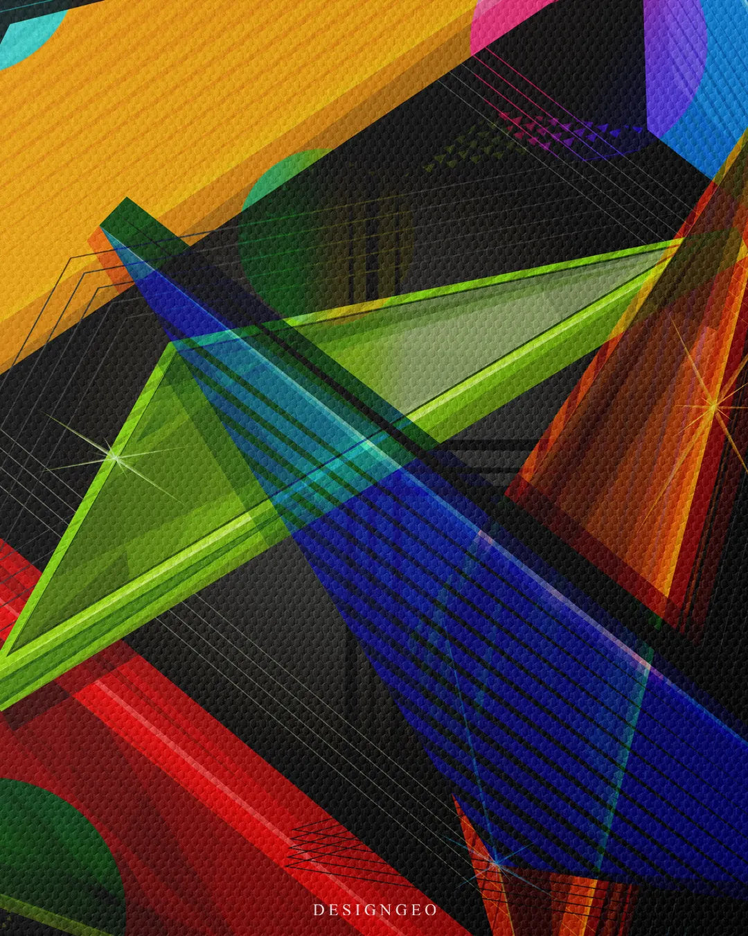 Geometric abstract triangles macro detail texture canvas wall art print 0.75 inch thin wrap