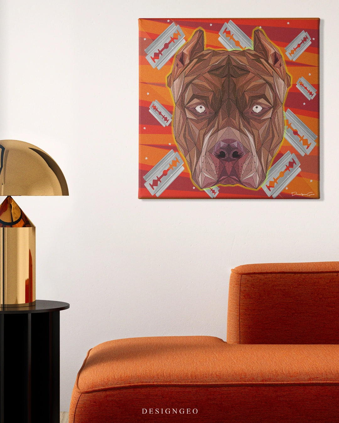 Tyke Pitbull Dog Art Square Canvas Print by DesignGeo