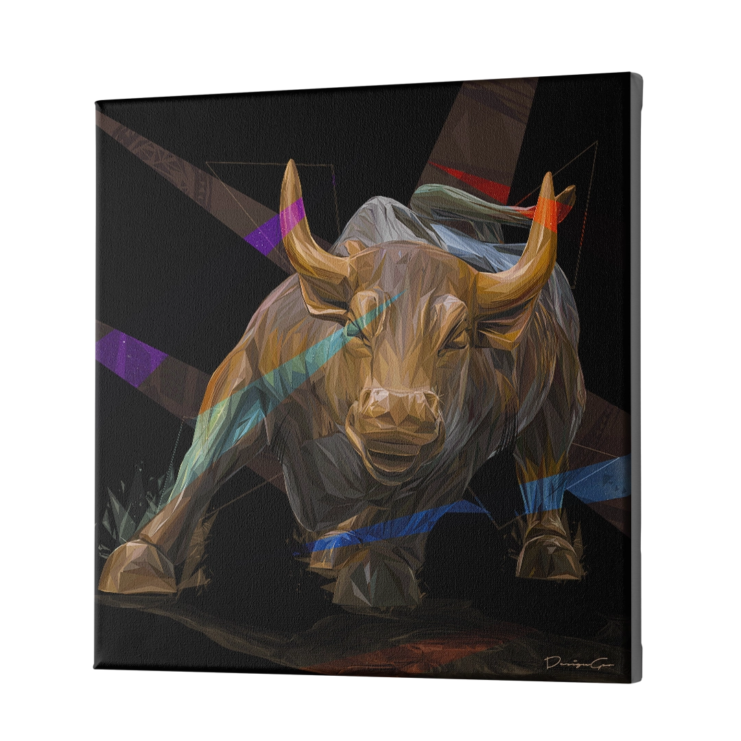Wall Street Bull Art Square Canvas Print by DesignGeo