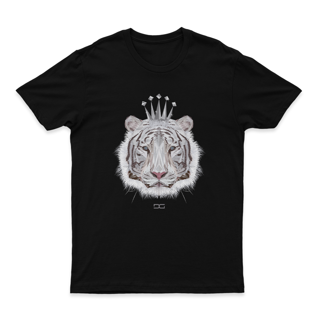 Unique black graphic tee white tiger