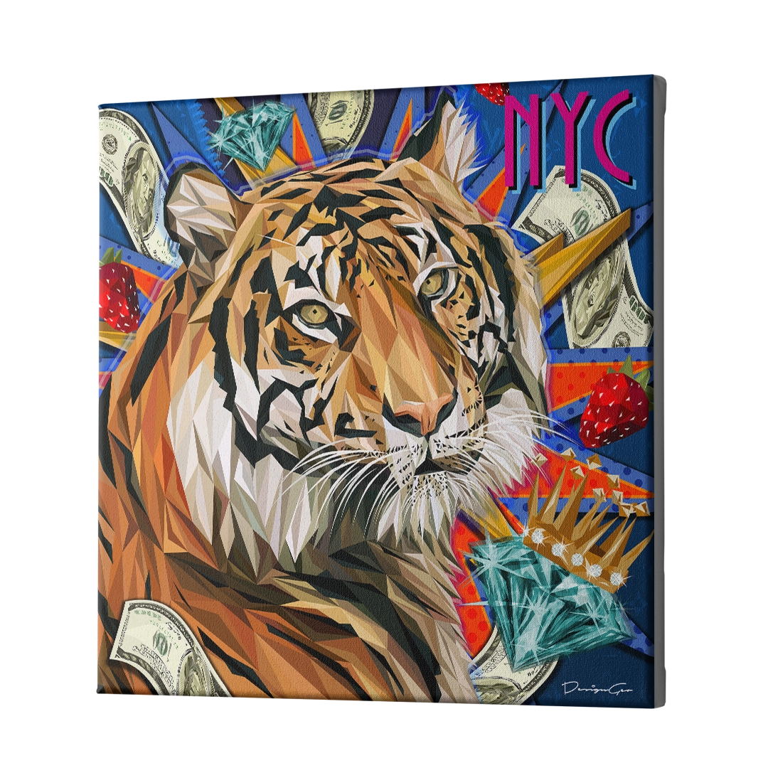 Wild Tiger Art Square Canvas Print by DesignGeo