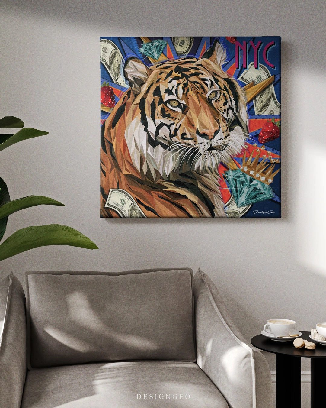 Wild Tiger Art Square Canvas Print by DesignGeo