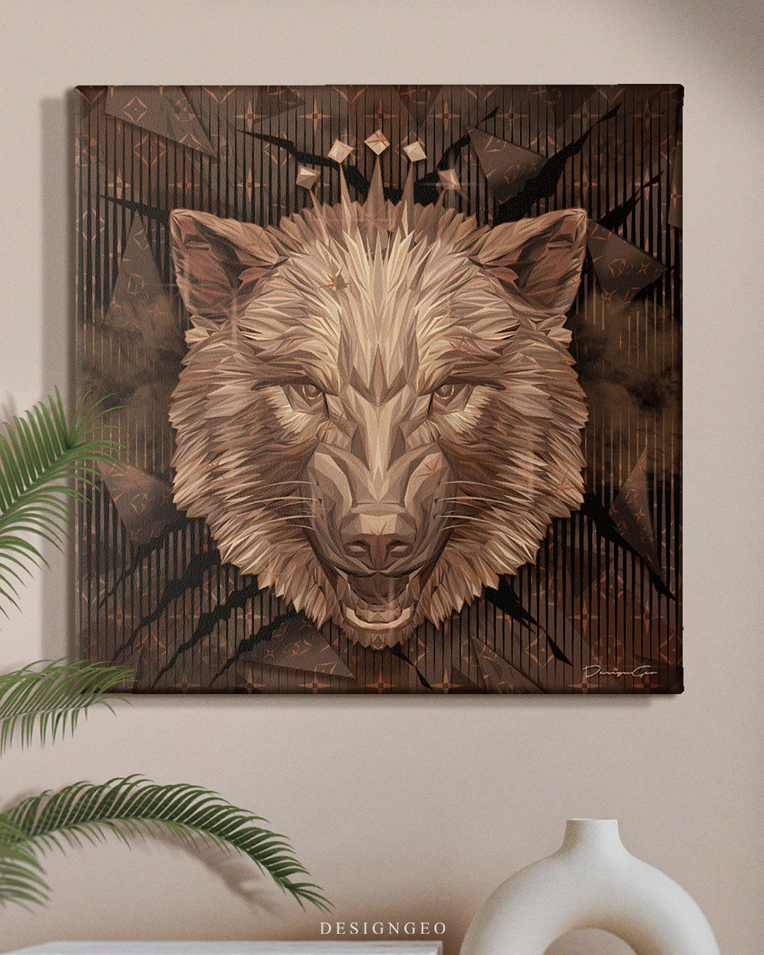 Wolf King Art Square Canvas Print by DesignGeo